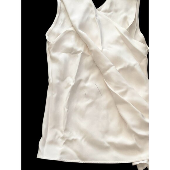 CELINE Paris 100% Silk Cross Front Top Off White Size 34 Made in France NWT - Picture 10 of 10